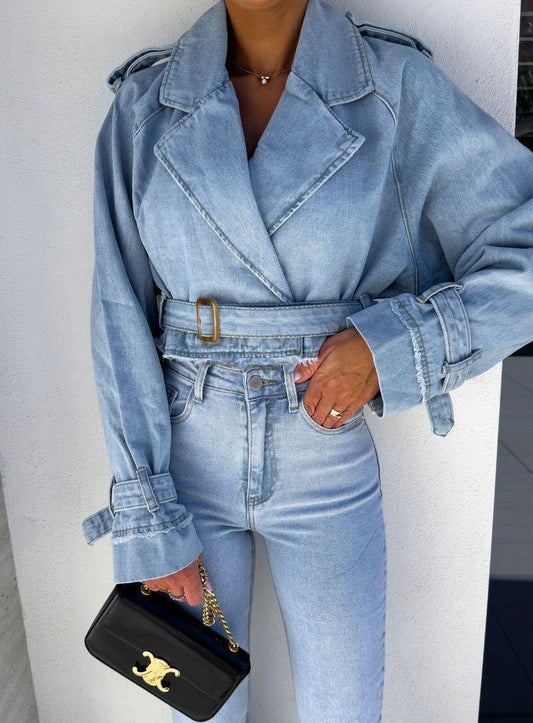 GIACCA DI JEANS CON CINTURA - Curvique