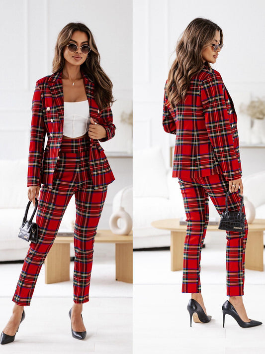 Tailleur tartan Christmas - Completo giacca e pantalone fantasia scozzese - Curvique