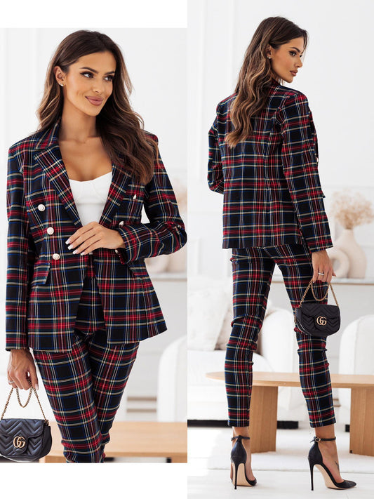 Tailleur tartan Christmas - Completo giacca e pantalone fantasia scozzese - Curvique